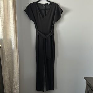 Express Black V-Neck Jumpsuit with Tie Waist